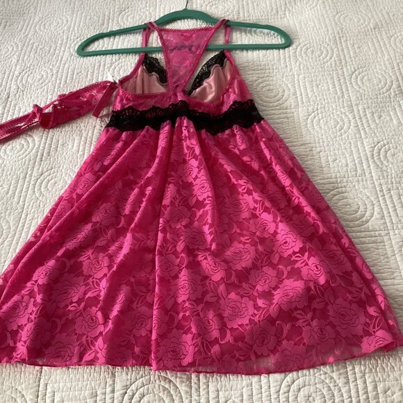 NWT Betsey Johnson Floral Lace Babydoll and Thong Set Slip Dress Size S Nightie - Picture 3 of 10